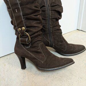 Suede slouchy western boots
